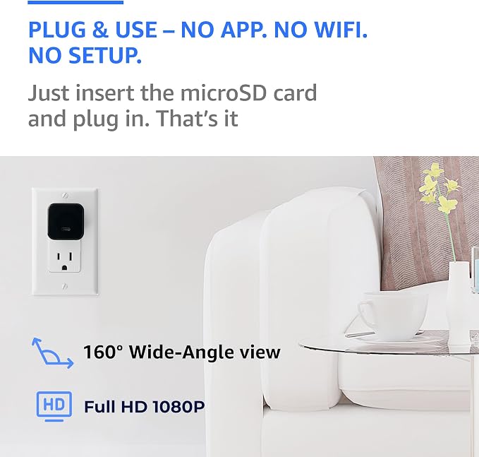 ALPHA TECH Indoor Camera with 160° Wide Angle, Plug in Offline Camera, No WiFi - Image 3