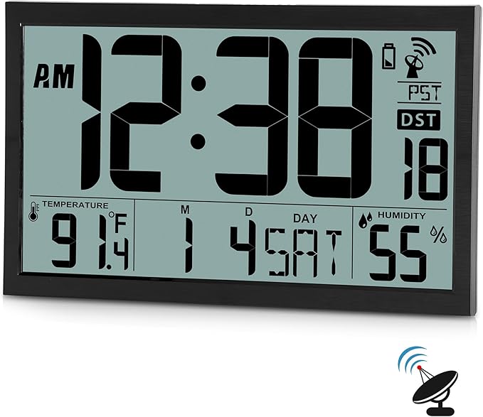 SZELAM Atomic Clock, 16.7" Large Display Digital Wall Clock Battery Operated by Unknown
