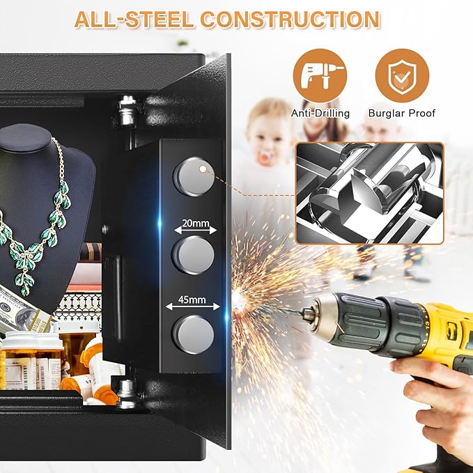 Small Safe for Home, 9.84"H Safe Box for College Dorm Room, Office & Home - Image 3