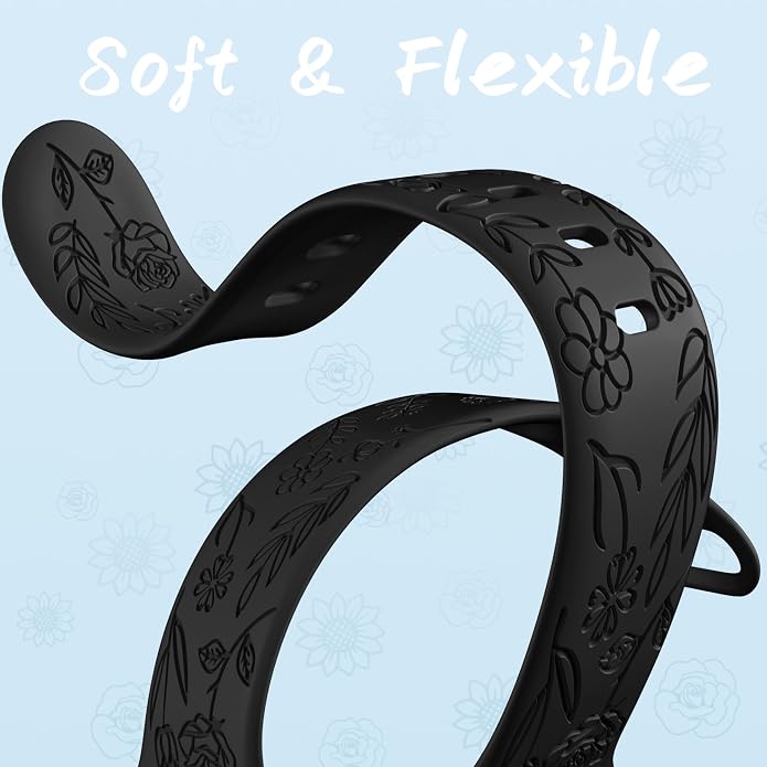 SNBLK 6 Pack Floral Engraved Bands Compatible - Image 5