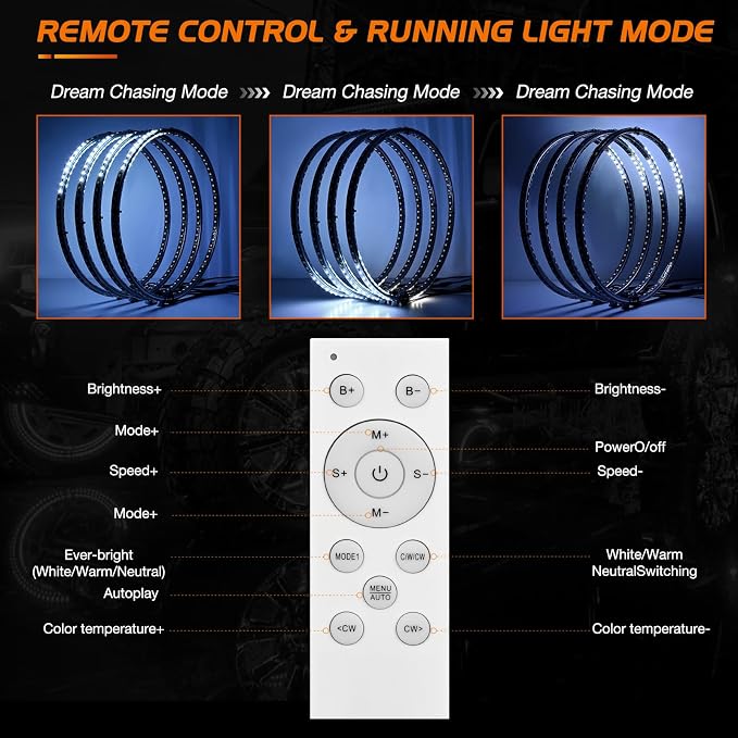 Nilight 4PCS 17inch Double Row LED Wheel Ring Lights Pure White - Image 3