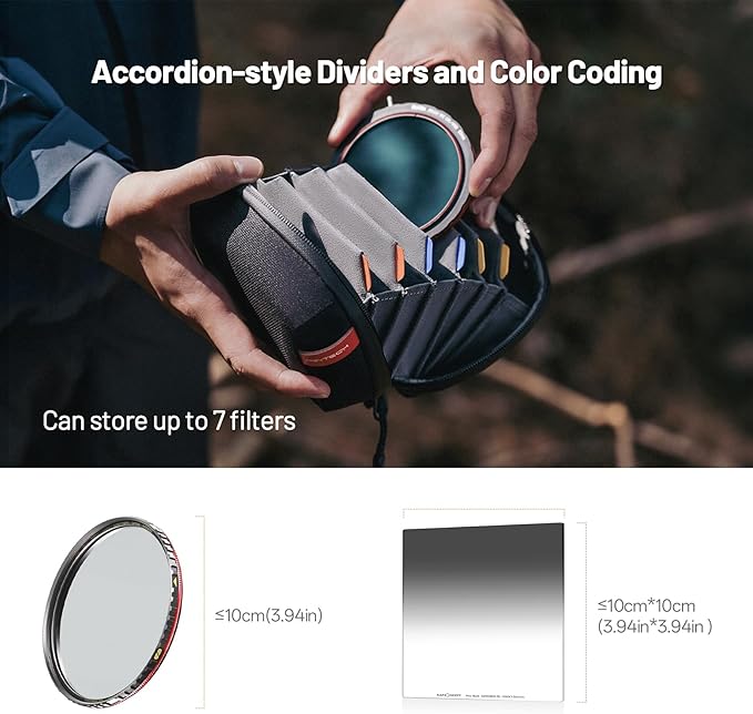 PGYTECH Hard Lens Filter Pouch Up to 100mm, 7 Pockets Camera Filter Bag - Image 2