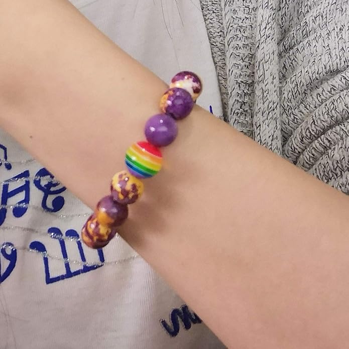 Nanafast Titanium Stainless Steel Rainbow LGBT Pride Bracelet Handmade Braided - Image 3
