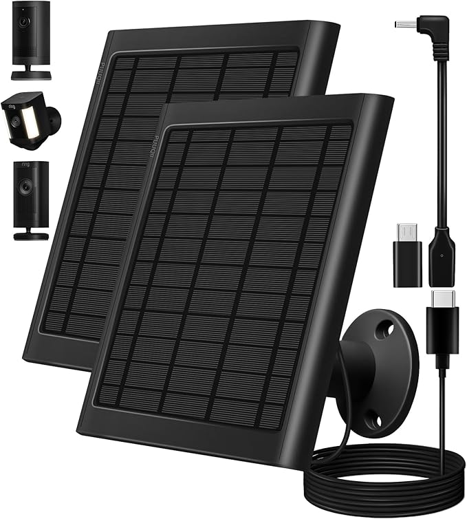 8W Solar Panel for Ring Camera, Spotlight Cam Battery, Includes Barrel Plug to by PUUQII