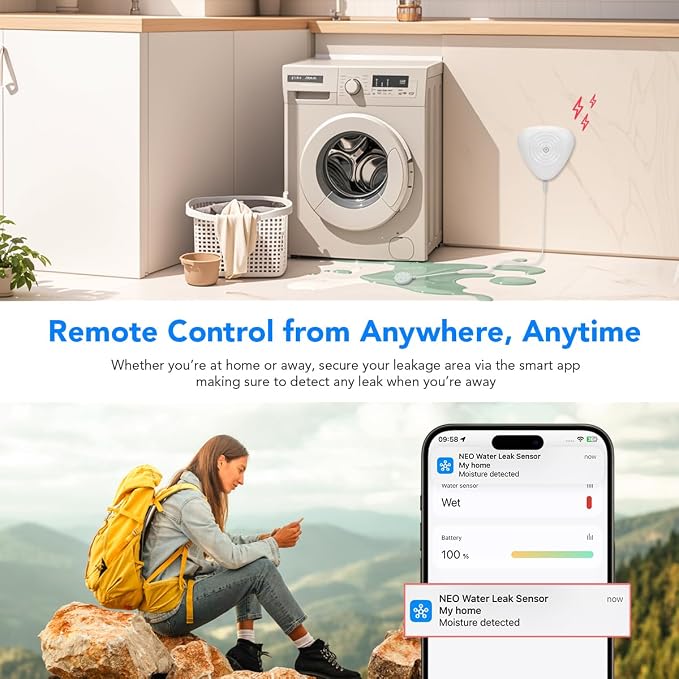 NEO Zigbee 3.0 Water Leak Detector, Smart Water Sensor Alarm - Image 7
