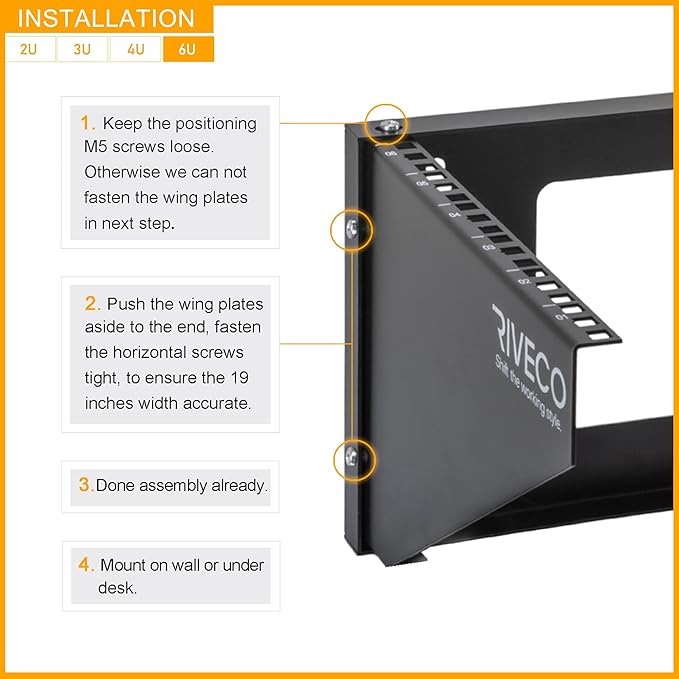 RIVECO 6U Wall Mount Rack for Network| Reinforced Heavy Load 66-99 LBS Small - Image 4