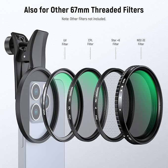NEEWER 67mm Clip On Black Diffusion 1/4 Filter Compatible - Image 4