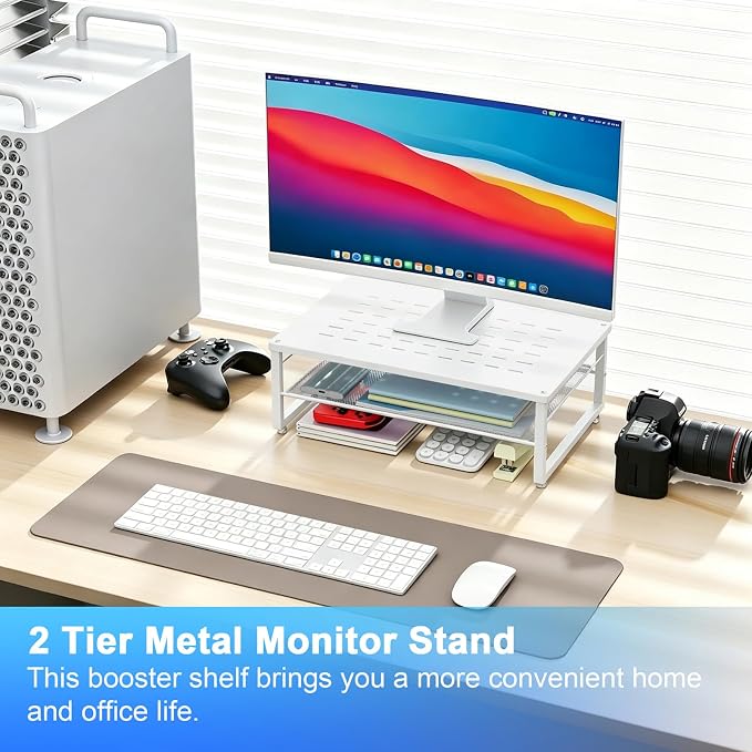 gianotter 2-Tier Metal Monitor Stand Riser, Desk Accessories & Workspace Desk - Image 2
