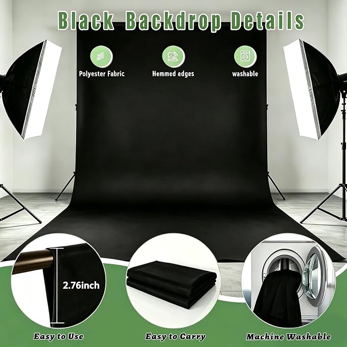 Black Photo Backdrop for Photoshoot, Photo Backdrop Curtain - Image 6
