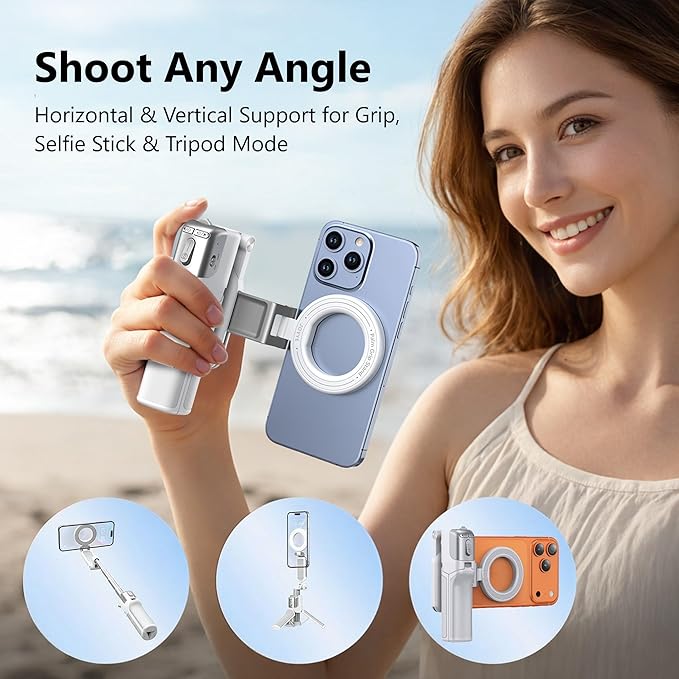 Magnetic Phone Camera Shutter Grip, Extendable Selfie Stick & Tripod Portable - Image 7