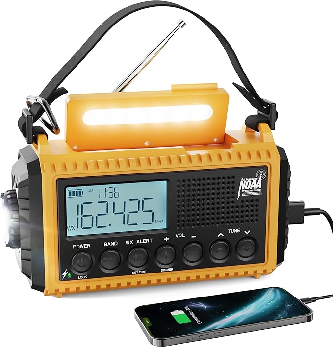 Raynic Emergency Radio, 5000mAh/18500mWh Weather Radio, Solar Hand Crank Radio by Raynic