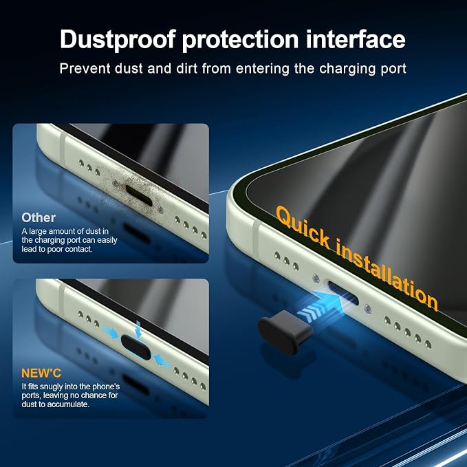 NEW'C 3x Privacy for iPhone 15 Plus Screen Protector+ 3x Camera Lens Protector - Image 5
