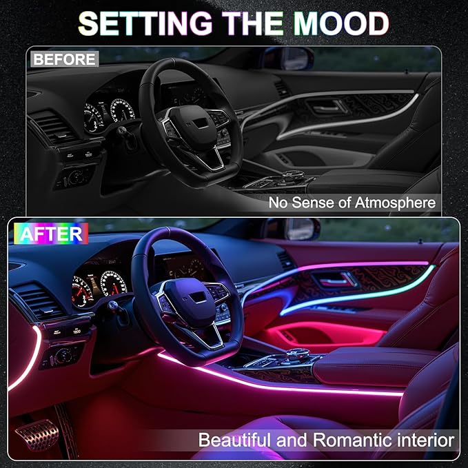 Dreamcolor Acrylic Interior Car LED Strip Lights, 6 in 1 Ambient Lighting Kit - Image 2