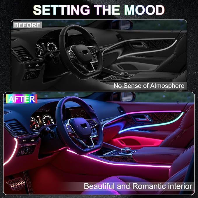 Dreamcolor Acrylic Interior Car LED Strip Lights, 10 in 1 Ambient Lighting Kit - Image 2