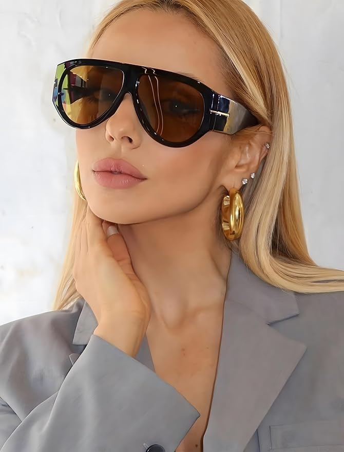 Oversized Retro Aviator Sunglasses - Image 3