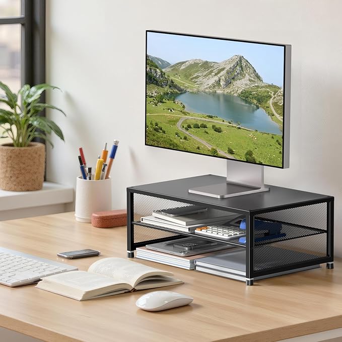 ECOLOVI 2-Tier Computer Monitor Stand Riser, Desk Organizer - Image 2