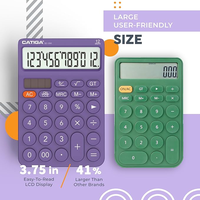 CATIGA 12 Digit Desktop Calculator Basic Desk Calculator - Image 2