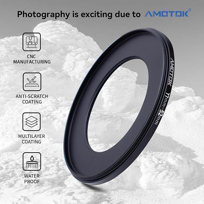 77mm Lens to 52mm Camera Lens Adapter, 77mm to 52mm Filter Step-Down Ring - Image 2