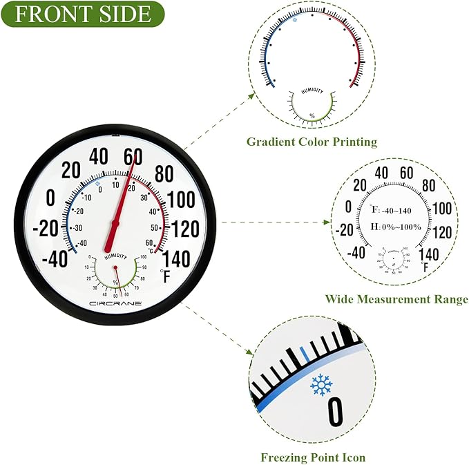 Circrane 13.25 Inch Round Thermometer - Image 4