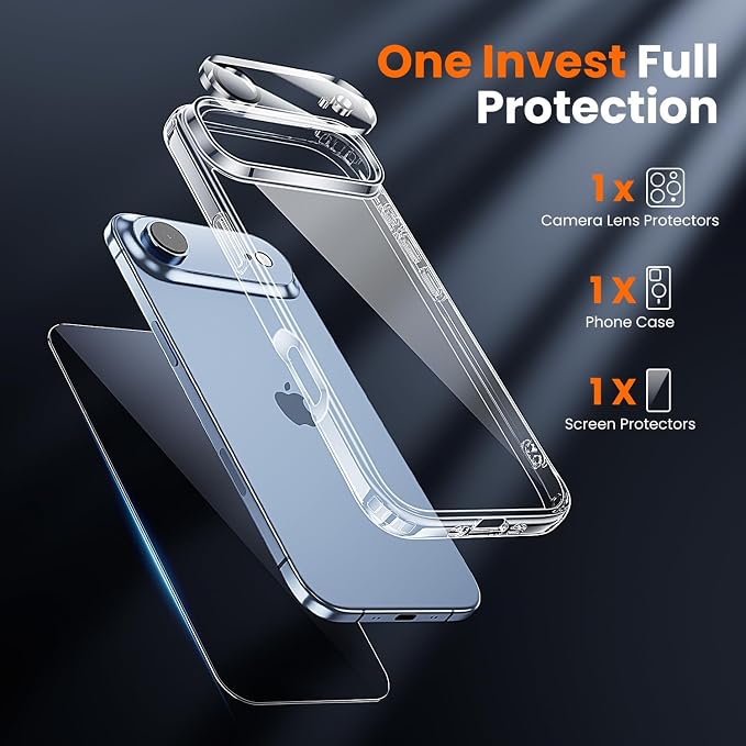 toushion 3 in 1 for iPhone Air Case Clear, Screen Protector *1 & Camera Lens - Image 2