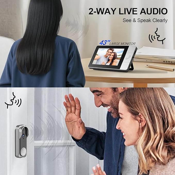 Video Doorbell with 43" Monitor, No WiFi Needed, 130° Wide Angle, Infrared - Image 4