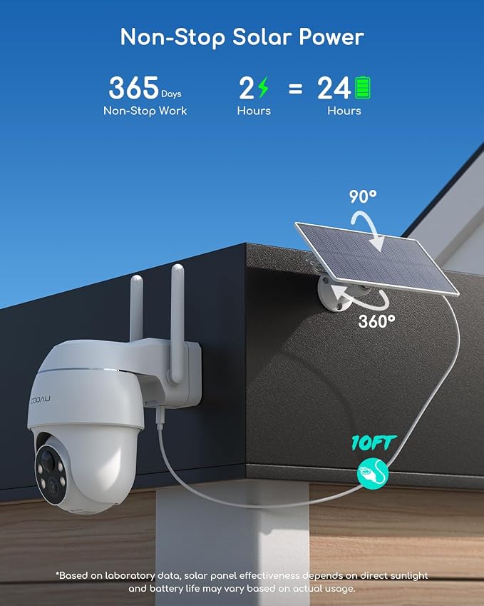 COOAU 4MP Solar Security Cameras Wireless Outdoor, 64GB Local Storage Outdoor - Image 6