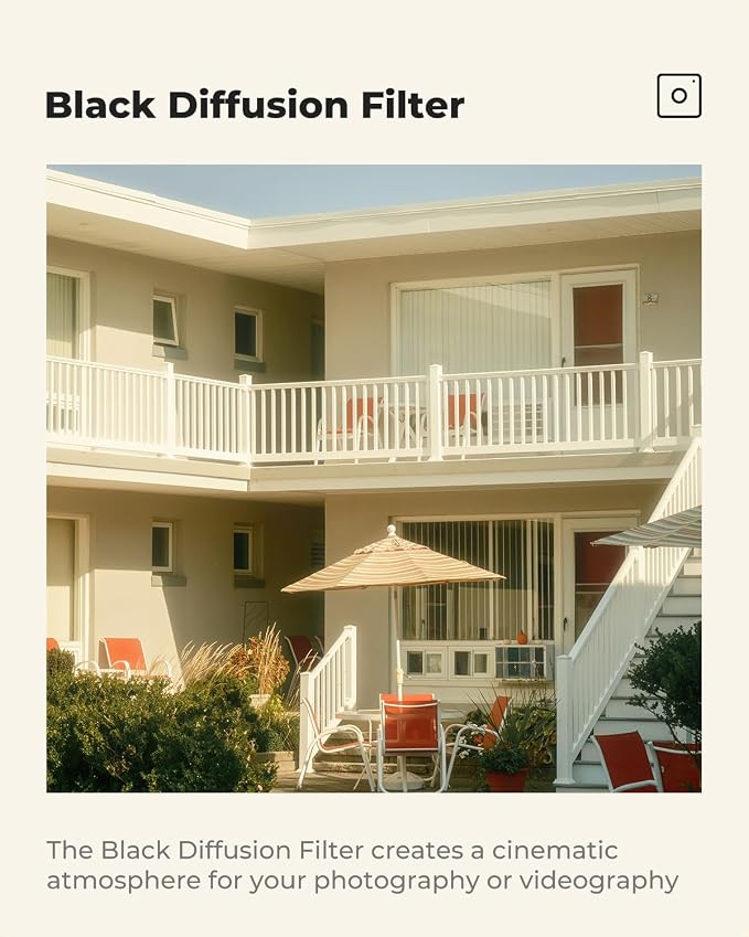 K&F CONCEPT 82mm Black Diffusion 1/4 Filter Mist Cinematic Effect Filter - Image 4