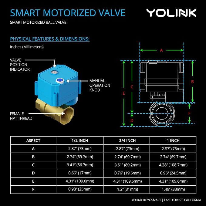 YoLink Wireless Smart Valve Control Kit, 3/4" Brass Motorized Valve, Wireless - Image 6