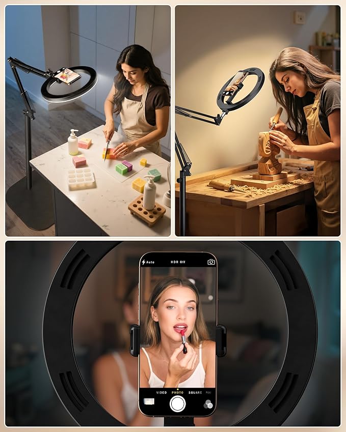 LUXSURE Tripod for iPhone with Light, Adjustable Ring Light with Stand and - Image 3