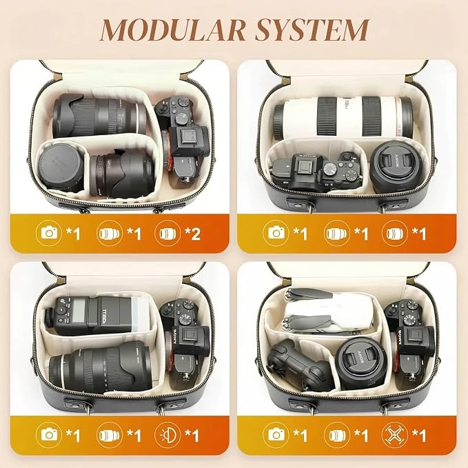 Camera Sling Bag, Waterproof PU Leather Crossbody Camere Bag - Image 7