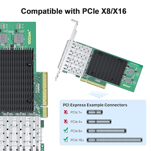 10Gtek 10Gb PCI-E NIC Network Card, Quad SFP+ Port, - Image 3