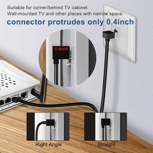 90° Downward Angled Cat 6A Ethernet Ultra Slim Cable 30 Feet 2Pack, Flexible - Image 6