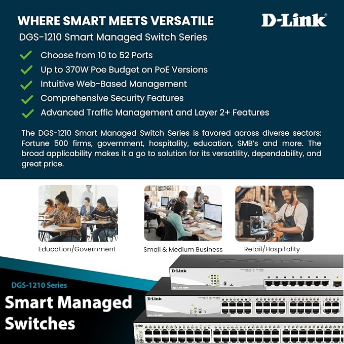 D-Link 28-Port Gigabit Smart Managed Switch | 24 GbE + 4 SFP Combo Ports | L2+ - Image 3