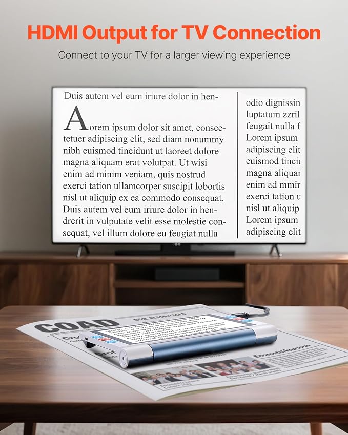 VEVOR Portable Digital Magnifier, 8-inch Touchscreen Electronic Video Magnifier - Image 7
