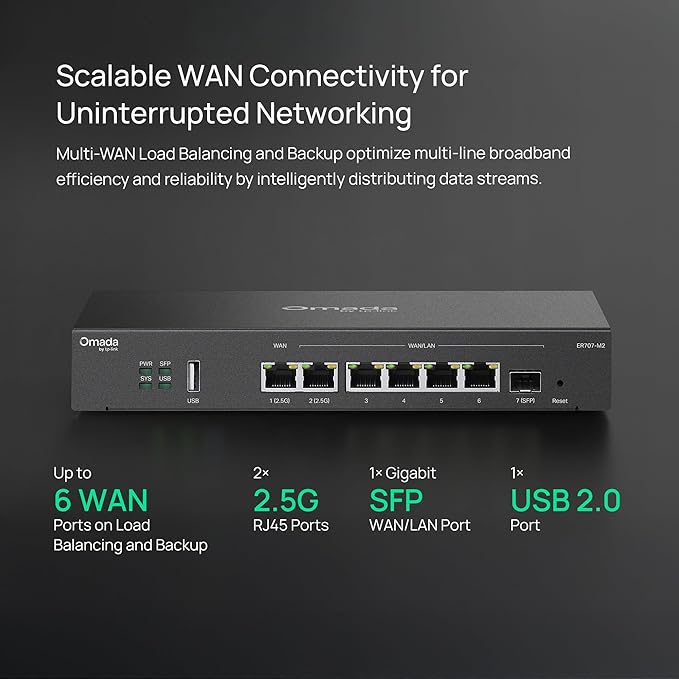 TP-Link ER707-M2 | Omada Multi-Gigabit VPN Router | Dual 2.5Gig WAN Ports | - Image 3