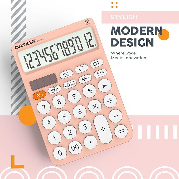 CATIGA 12 Digit Desktop Calculator Basic Desk Calculator - Image 6