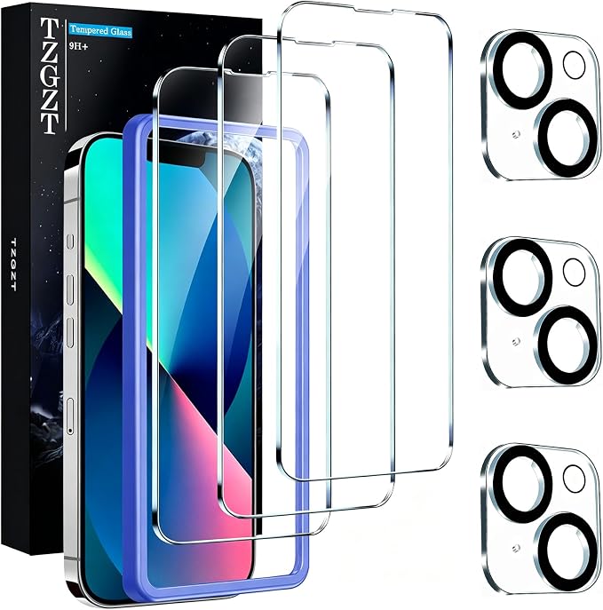 TZGZT 3 Pack Screen Protectors for iPhone 13, 9H Tempered Glass, Military Grade by Unknown