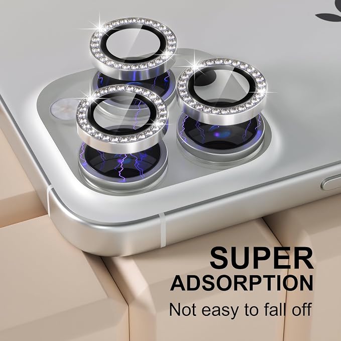 Misea Compatible for iPhone 16 Pro/iPhone 16 Pro Max Camera Lens Protector Bling - Image 6