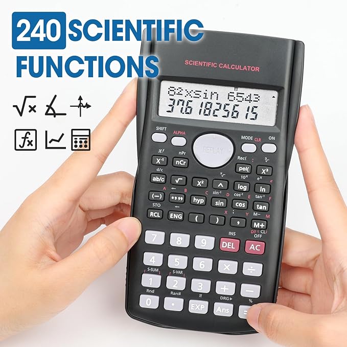 6 Pack Scientific Calculators Bulk, 2-Line Large Screen Display 240 Functions - Image 3