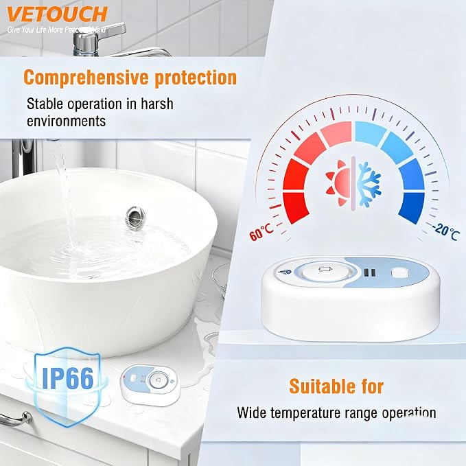 Water Leak Detector with Loud Alarm, 100dB Siren & LED Flash, Water Sensor Alarm - Image 4