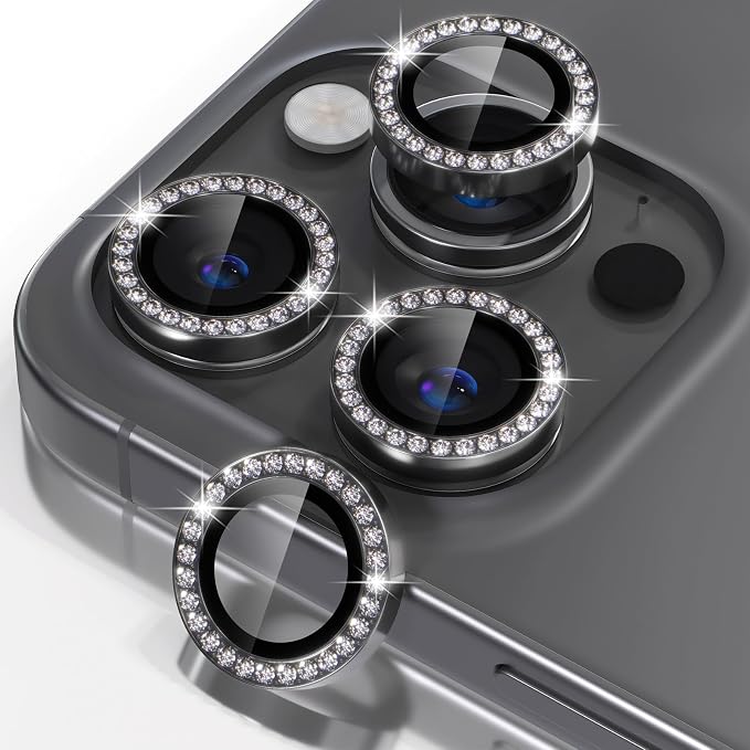 Misea Compatible for iPhone 16 Pro/iPhone 16 Pro Max Camera Lens Protector Bling by Misea