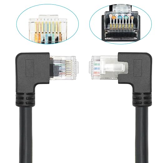 2Pcs 90 Degree Cat6 Ethernet Extension Cable 1FT, Right Angled RJ45 Male to - Image 5