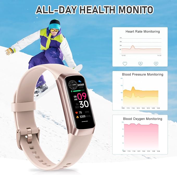 Fitness Tracker with 24/7Heart Rate, Blood Pressure, Sleep Tracking, Activity - Image 2
