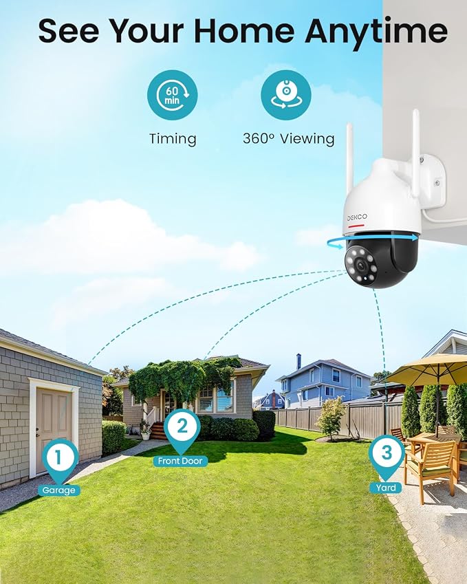 DEKCO 2K Security Camera Outdoor 2Packs, WiFi Outdoor Security Cameras Pan-Tilt - Image 5