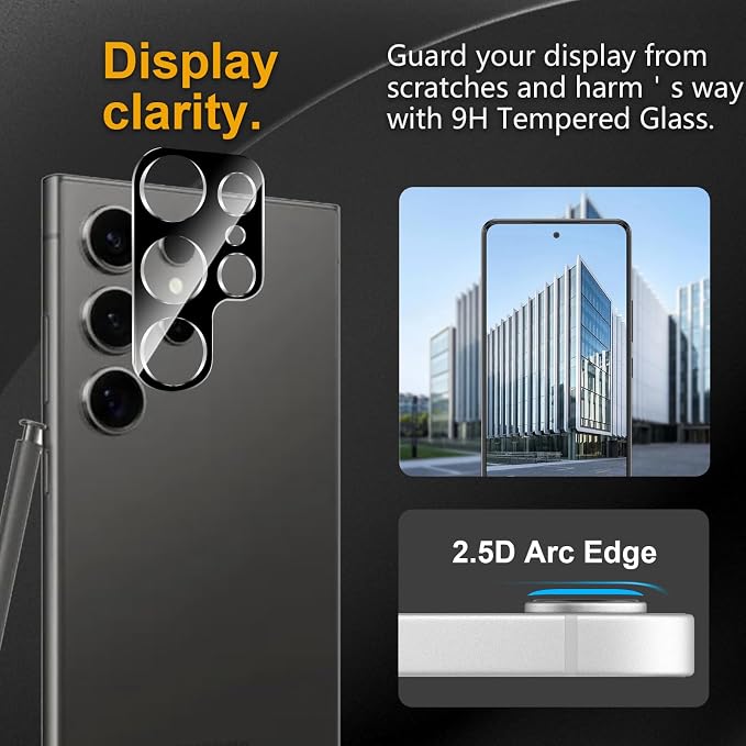 3 Pack Camera Lens Protector for Samsung Galaxy S24 Ultra, Tempered Glass - Image 2