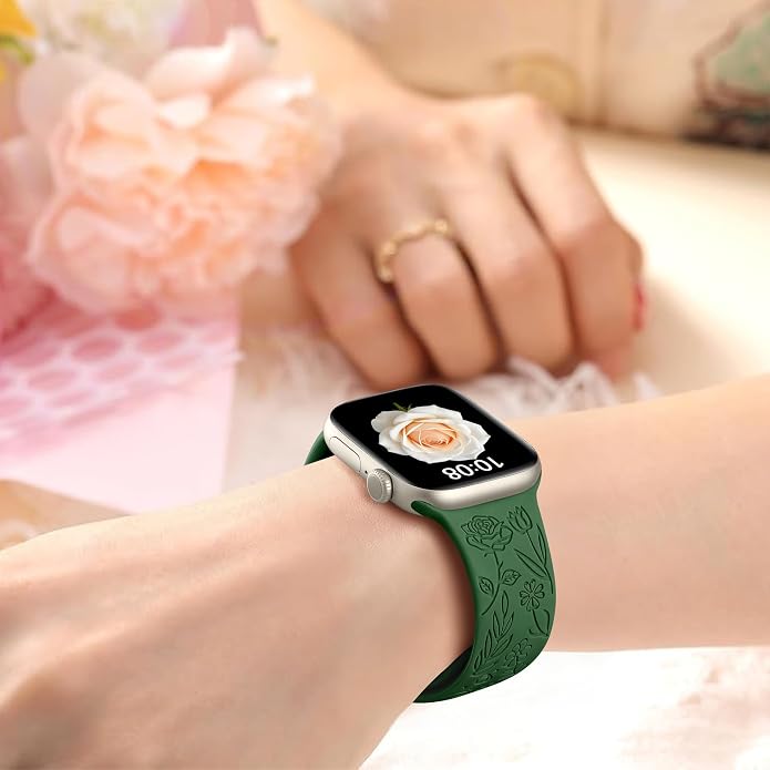 SNBLK 6 Pack Floral Engraved Bands Compatible - Image 6