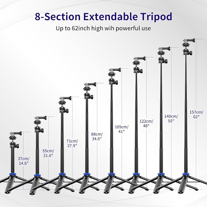 Kaitezenz Selfie Stick Tripod for Gopro Camera, Portable Lightweight Camera - Image 5