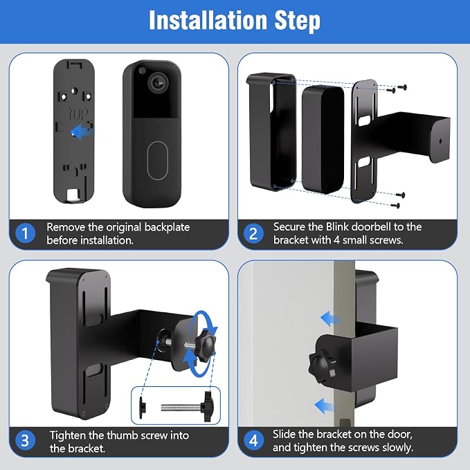 Anti-Theft Doorbell Mount for Blink, No-Drill Doorbell Door Mount Bracket Video - Image 4