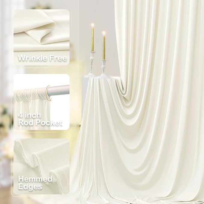 12ft x 10ft Ivory Backdrop Curtains - Image 2