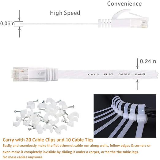 DAYEDZ Ethernet Cable 100 ft, Cat 6 Flat Cable Slim Long Cat6 High Speed - Image 4